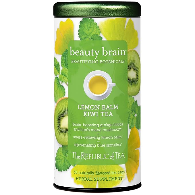 The Republic of Tea Beautifying Botanicals Beauty Brain Herbal Tea, 36 Tea Bags | Amazon (US)