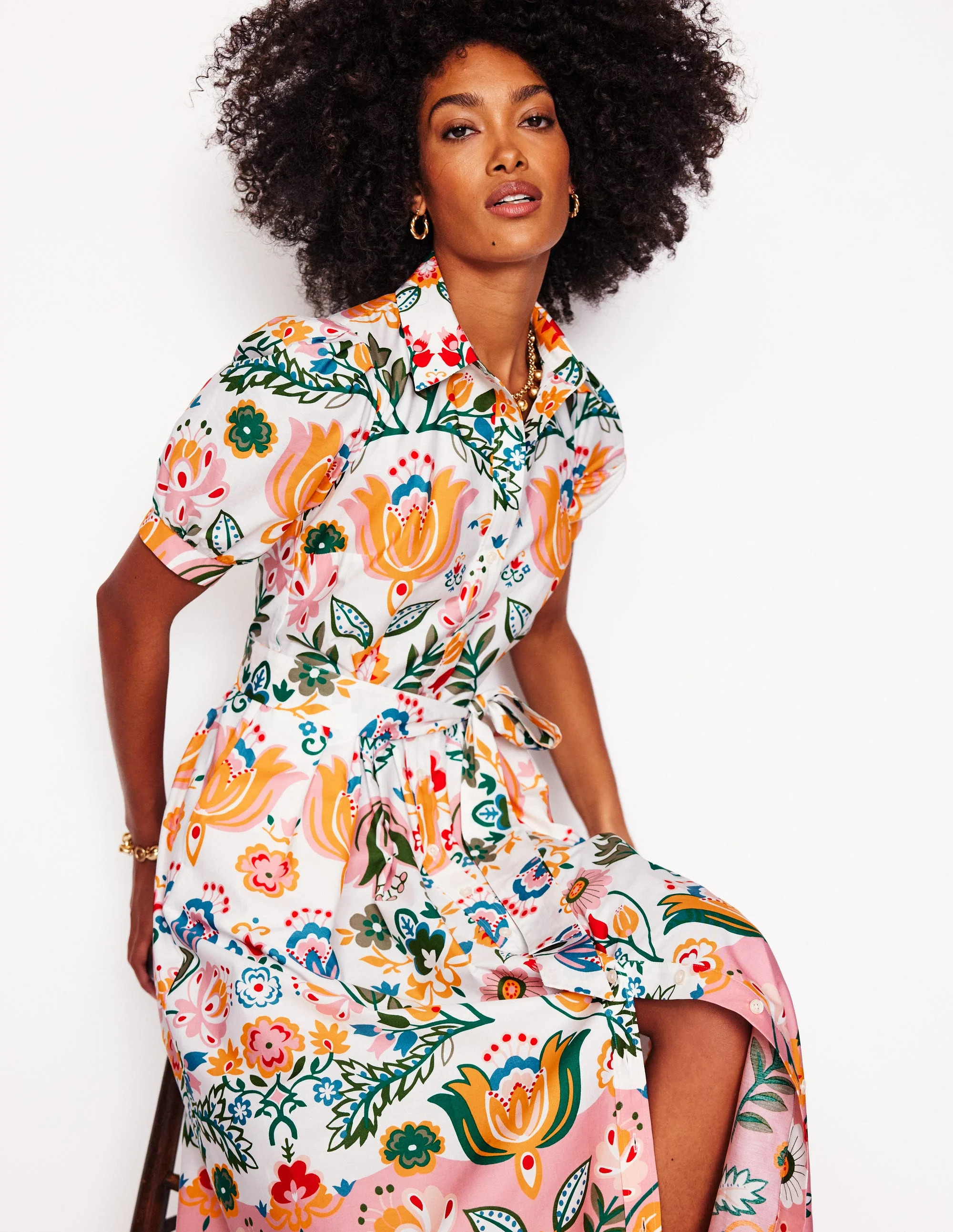 Alexa Maxi Shirt Dress-Ivory, Tulip Fusion | Boden (US)