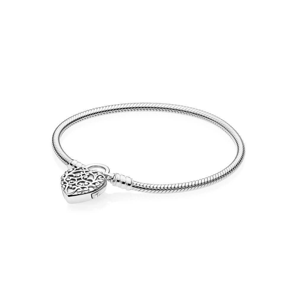Smooth Silver Padlock Bracelet, Regal Heart Sterling silver | Pandora (US)