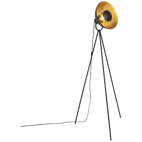 Floor lamp black with gold 154.4 cm tripod - Magnax Eco | ManoMano UK