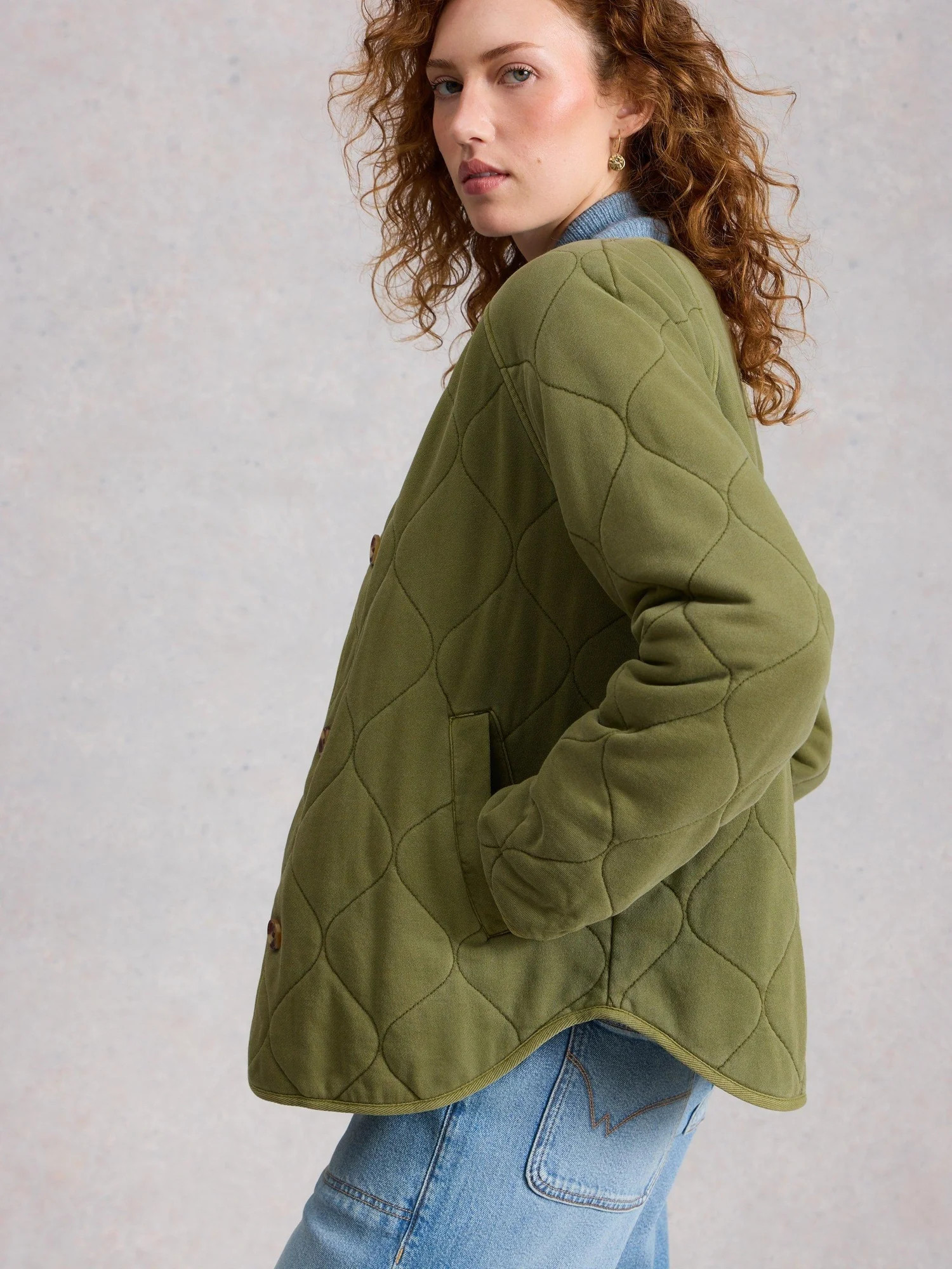 Steppjacke Anya aus Jersey - Mid Green - 44 | Whitestuff | White Stuff DE