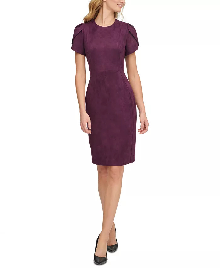 Women's Faux-Suede Tulip-Sleeve Dress | Macy's