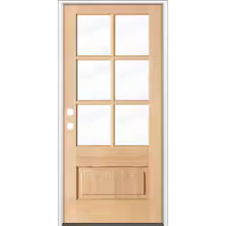 Krosswood Doors 36 in. x 80 in. 3/4 6-Lite with Beveled Glass Unfinished Right Hand Douglas Fir P... | The Home Depot