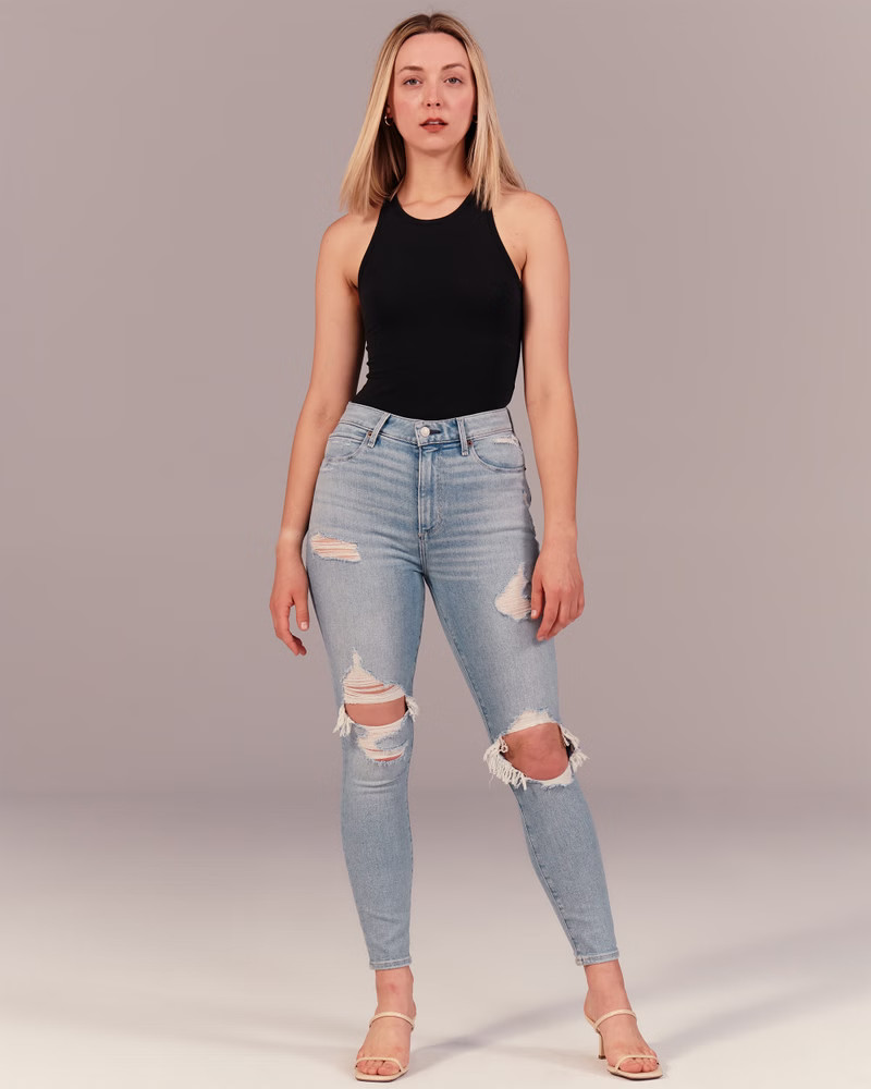 Women's Curve Love High Rise Super Skinny Ankle Jean | Women's Bottoms | Abercrombie.com | Abercrombie & Fitch (US)