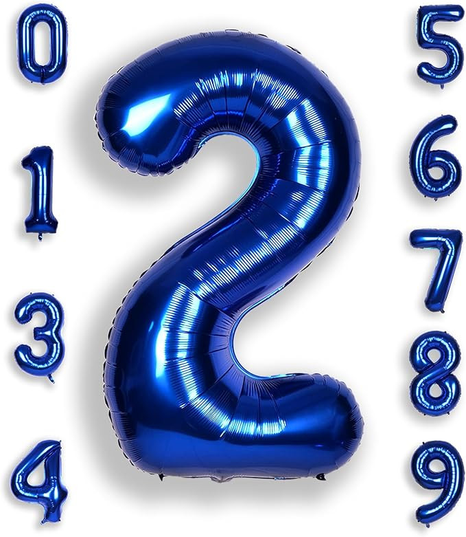 40Inch Navy Blue 2 Balloon Number Large Helium Royal Blue Number Balloons 0-9 Giant Digital 2nd F... | Amazon (US)