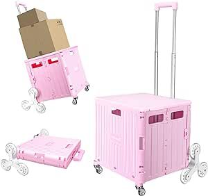 Honshine Foldable Cart with Stair Climbing Wheels, Collapsible Rolling Crate with Telescoping Han... | Amazon (US)