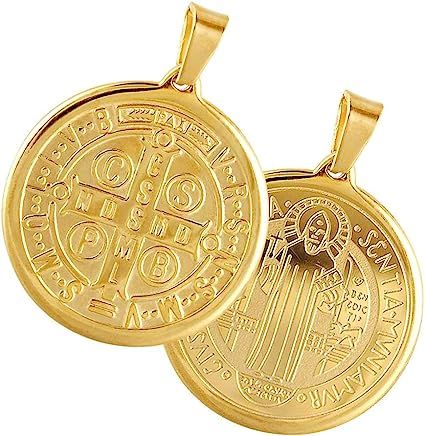 GranTodo Gold Stainless Steel Saint Benedict Devil Chasing Medal Holy Pendant with 16" Chain | Amazon (US)