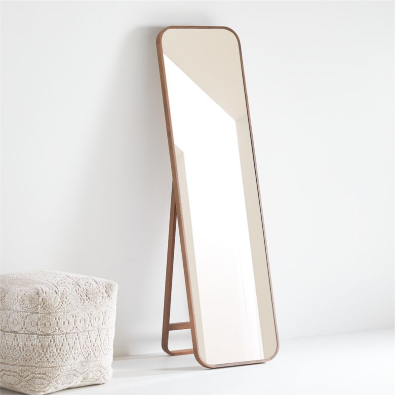 Edge Medium Walnut Rectangle Standing Mirror 18"x64" + Reviews | Crate & Barrel | Crate & Barrel