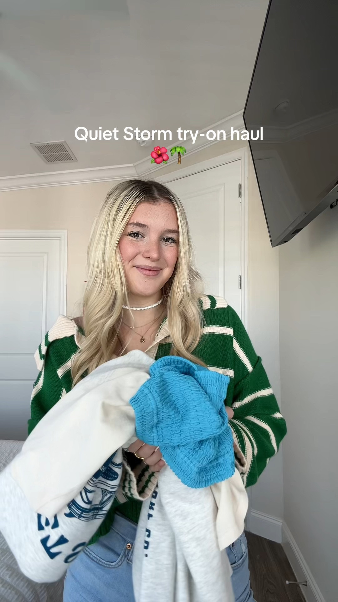 The cutest surf shop! 

I’m wearing a size large in the sweater, size medium in the Billabong top, and a size small in the blue top! 