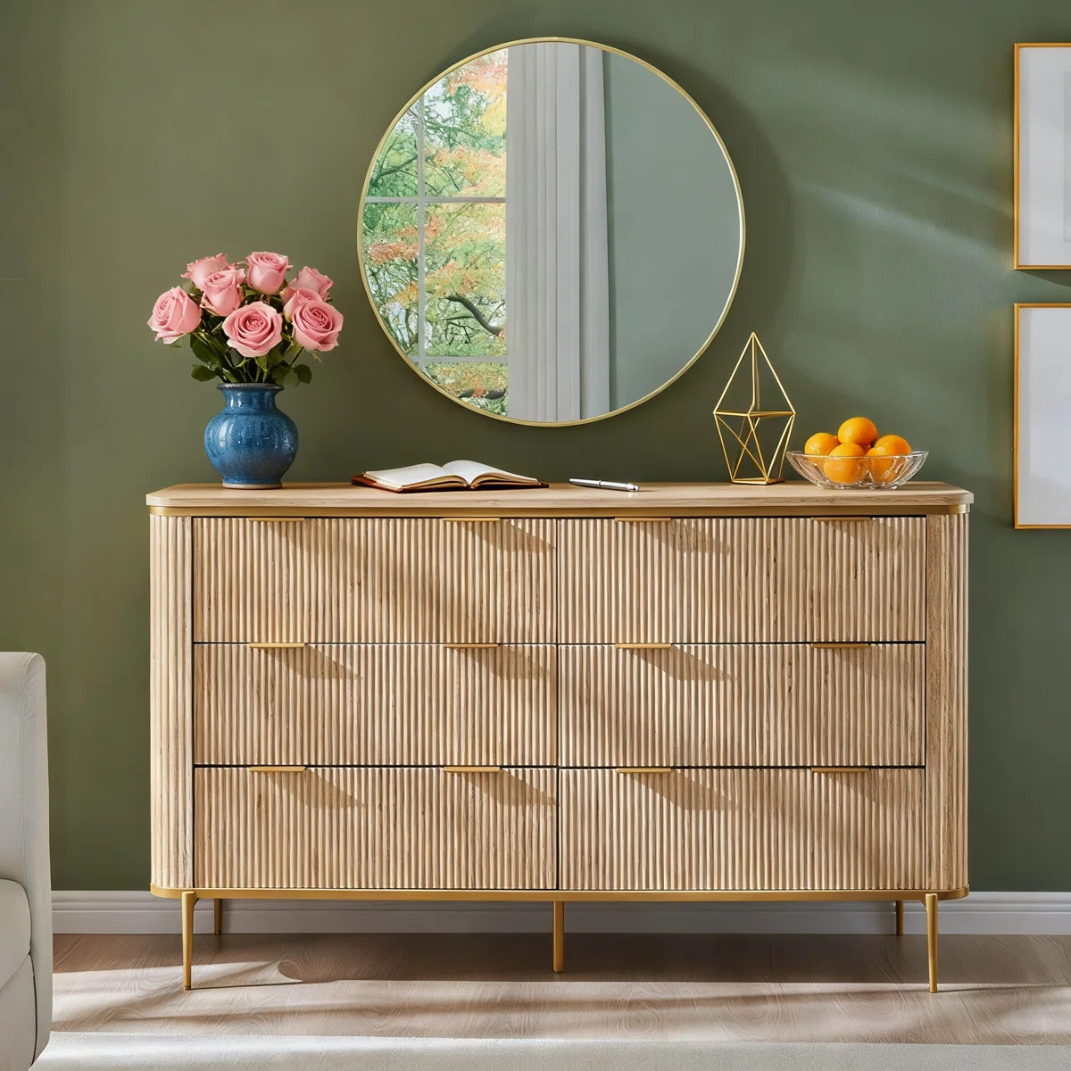 6-drawer Dresser With Fluted Design And Gold Accents | Wayfair North America
