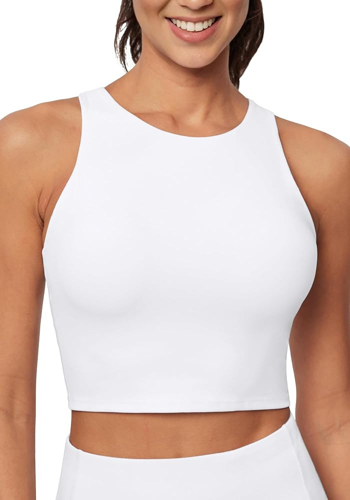 Ewedoos Longline Sports Bras for Women High Neck Racerback Sports Bra Padded Workout Crop Tank To... | Amazon (US)