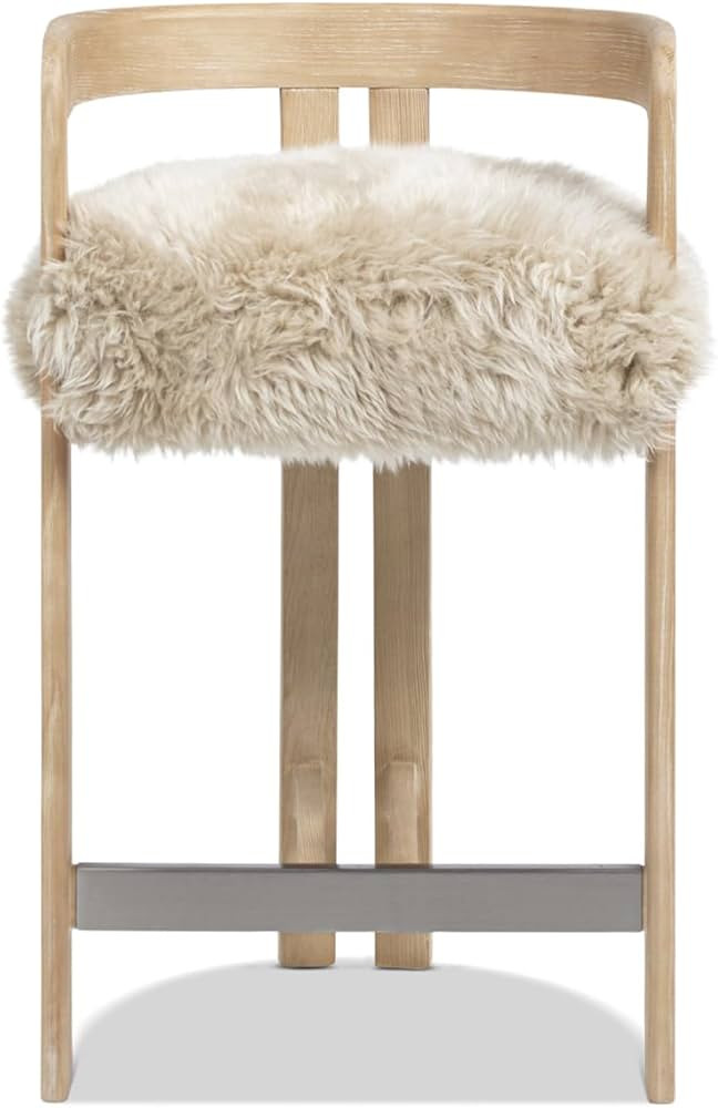 Jennifer Taylor Home Millwick 26.5" Low Back Genuine Fur Counter Stool, Natural Blonde Genuine Fu... | Amazon (US)