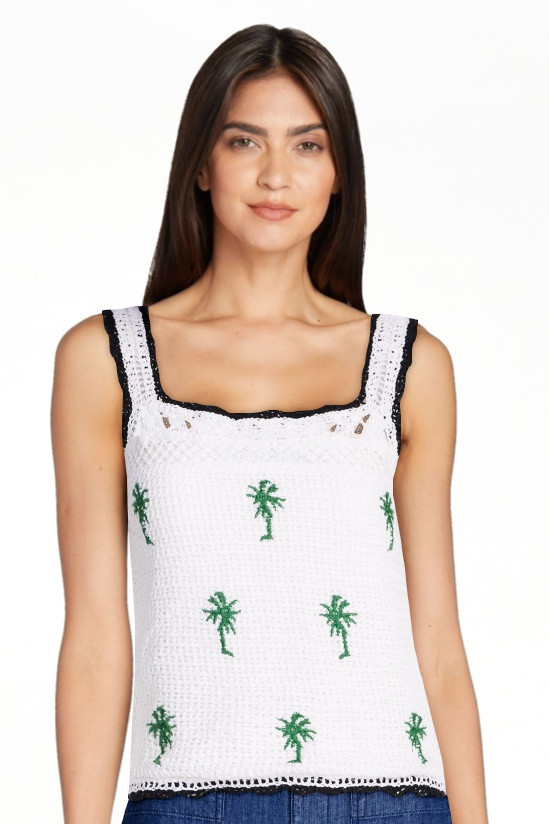 Free Assembly Women's Embroidered Square Neck Cotton Tank Top, Sizes XS-XXL | Walmart (US)
