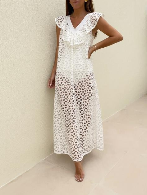 Bahli Cutwork Maxi Dress | White | Vita Grace