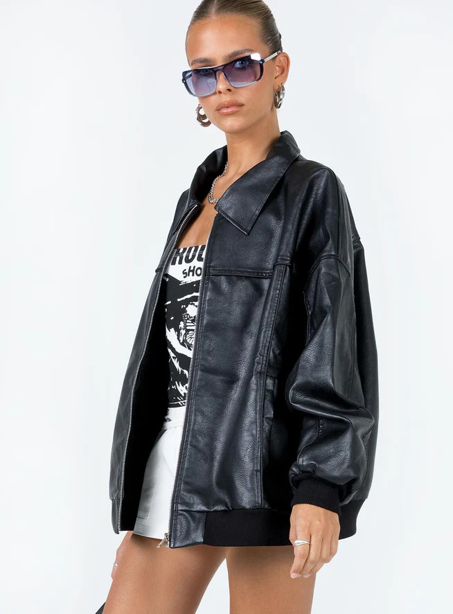Goldsmith Faux Leather Bomber Jacket Brown | Princess Polly US