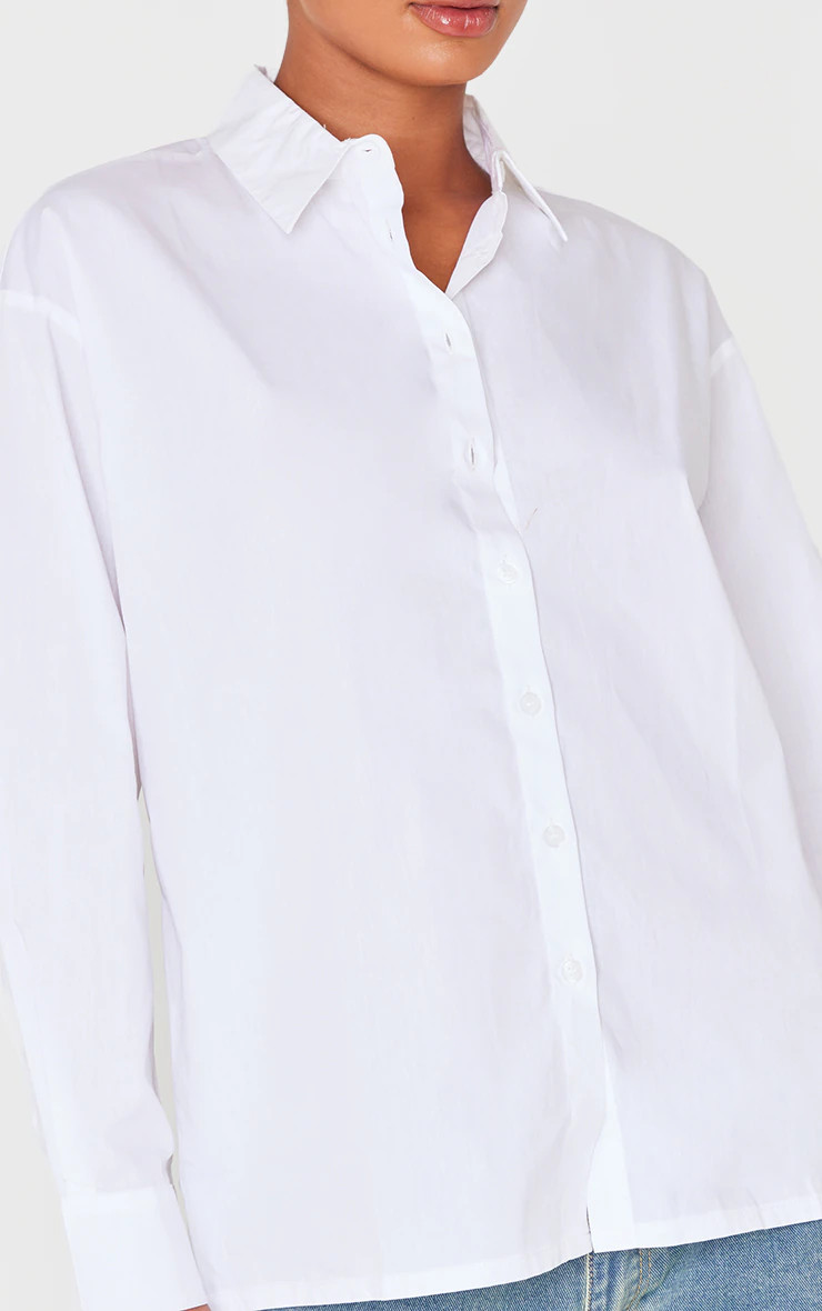 White Cotton Button Shirt | PrettyLittleThing US