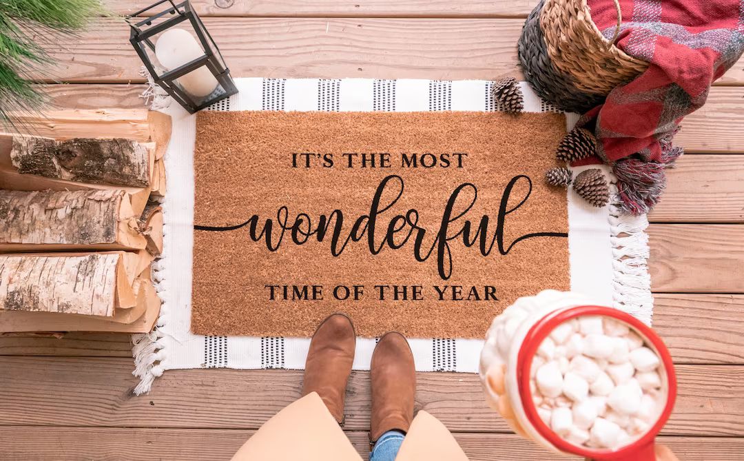 Most Wonderful Time of the Year Sign Merry Christmas Doormat - Etsy | Etsy (US)