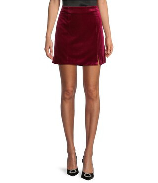Velvet High Waist Side Slit Mini Skirt | Dillard's