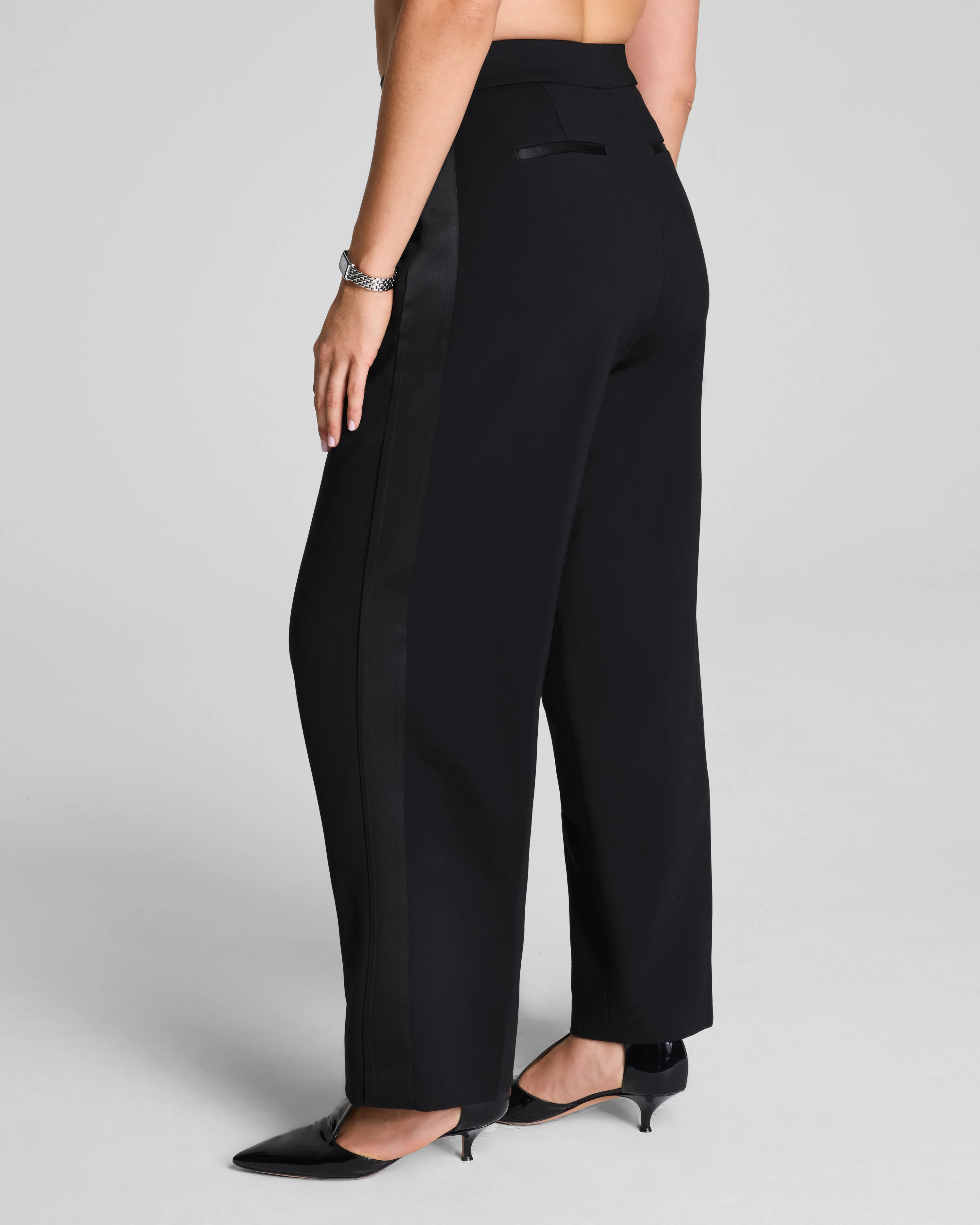 Ponte Pleated Barrel Leg Trouser with Tuxedo Stripe | Spanx