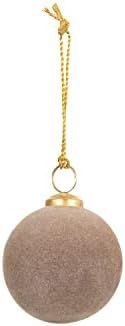 Creative Co-Op Flocked Glass Ball Ornament, Tan | Amazon (US)
