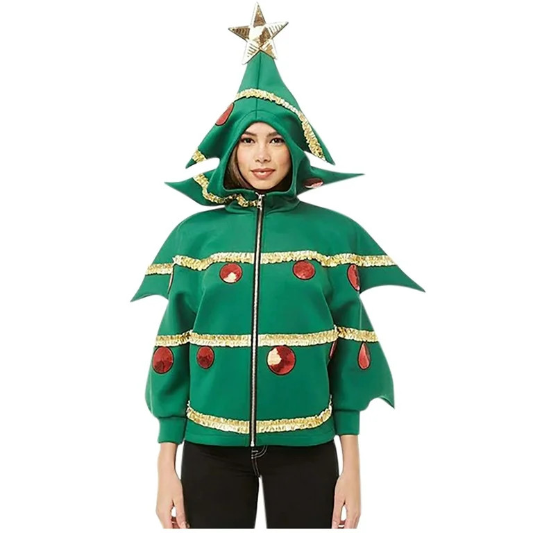 QQAMB Christmas Tree Poncho Adults Bow Ball Decor Hooded Cloak Cape Party Prop for Cosplay Party ... | Walmart (US)