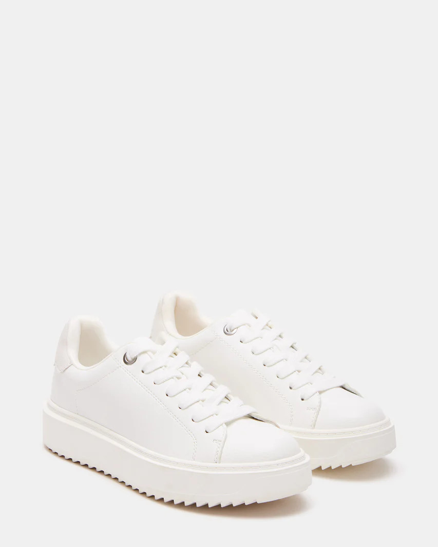 CATCHER White Suede Low-Top Lace-Up Sneaker | Women's Sneakers | Steve Madden (US)