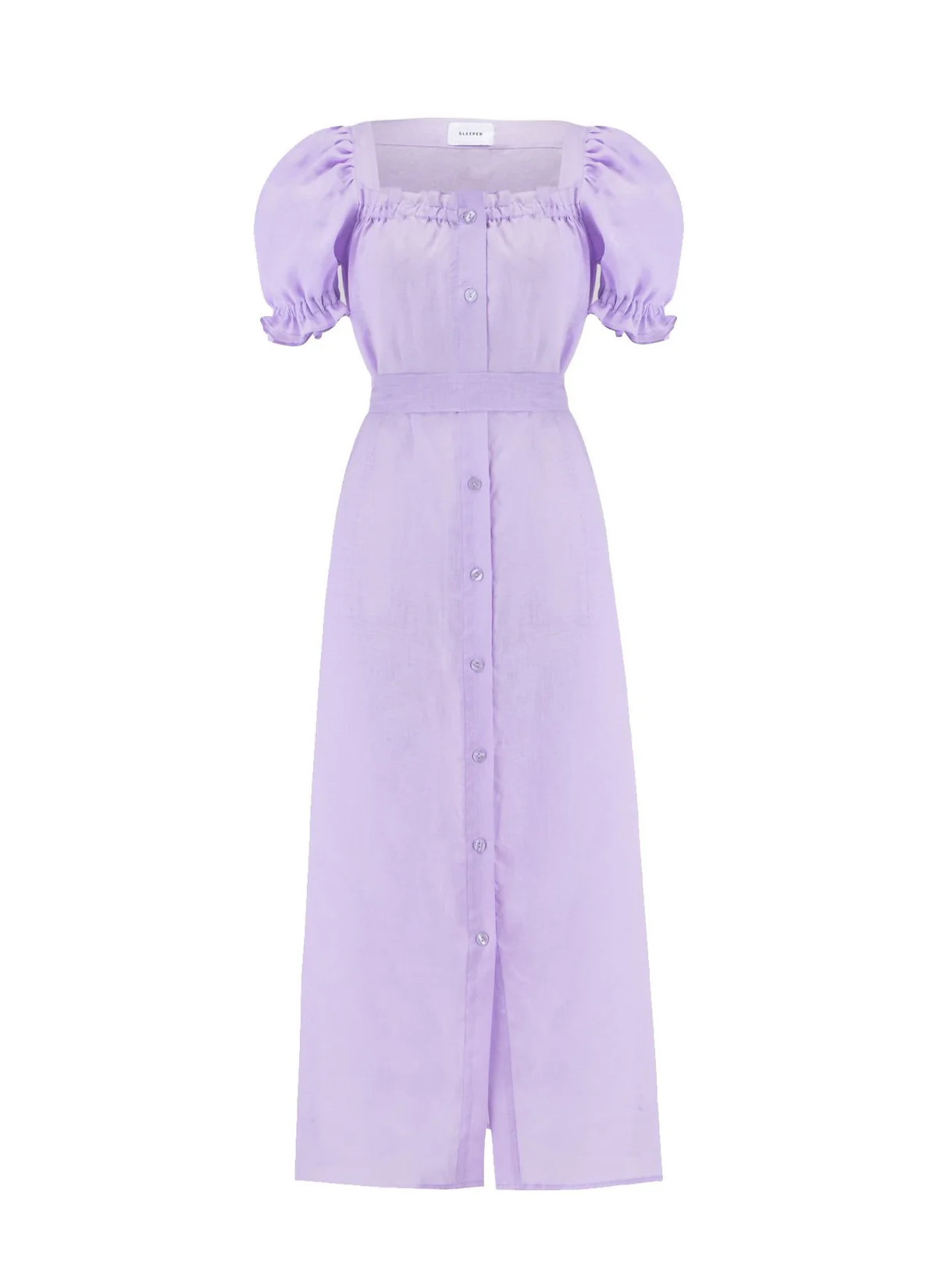 Brigitte Linen Maxi Dress in Lavender | Over The Moon