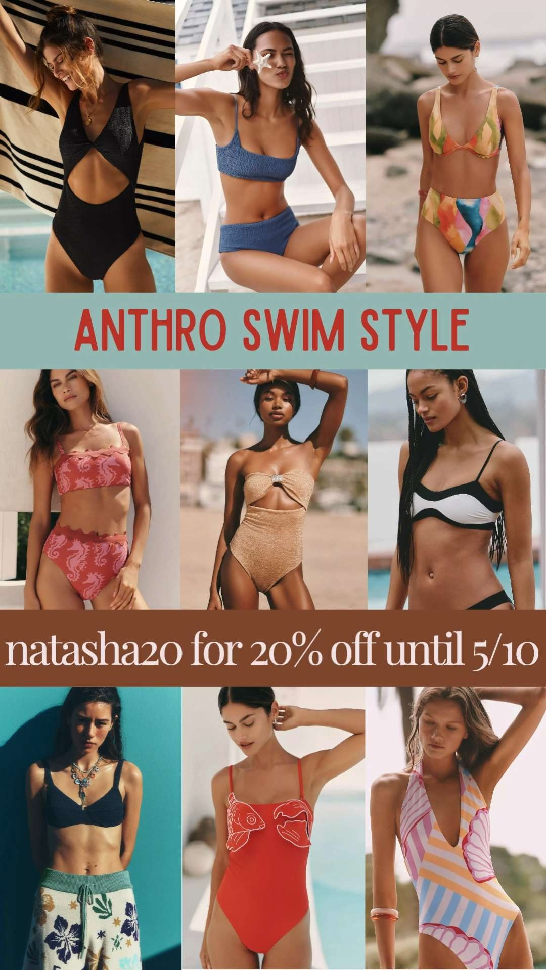 Anthro swimwear season ☀️👙 The cutest swimsuits, coverups + beach accessories! Use code NATASHA20 for 20% off sitewide at @anthropologie 🤍 

 #LTKSeasonal #LTKSaleAlert #LTKSwim