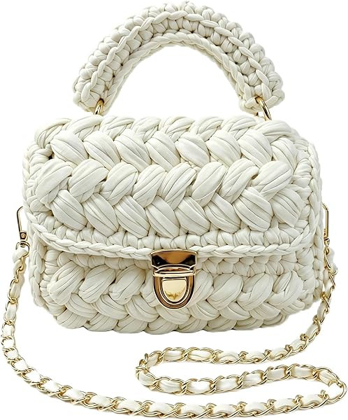 Crochet Purse for Women, Trendy Woven Shoulder Bag & Crossbody Clutch, Handcrafted Tote and Handb... | Amazon (US)