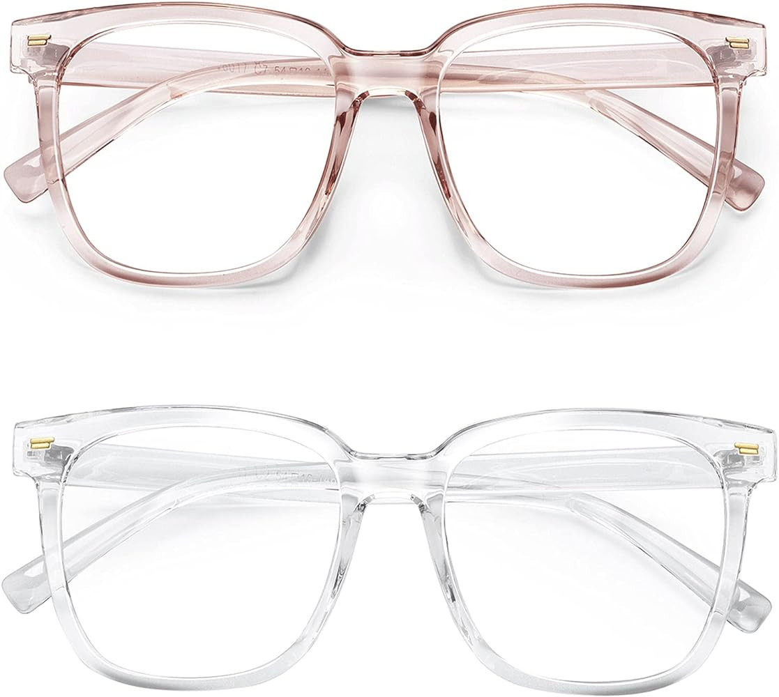 Oversized Blue Light Blocker Glasses for Women Square Computer Eyeglasses Reduce Eye Strain | Amazon (US)