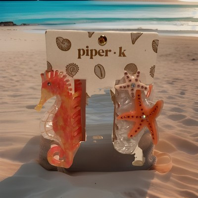 2 Pc Piper K Rhinestone Starfish & Seahorse Hair Clips Claw Sea life Beach New | eBay | eBay US