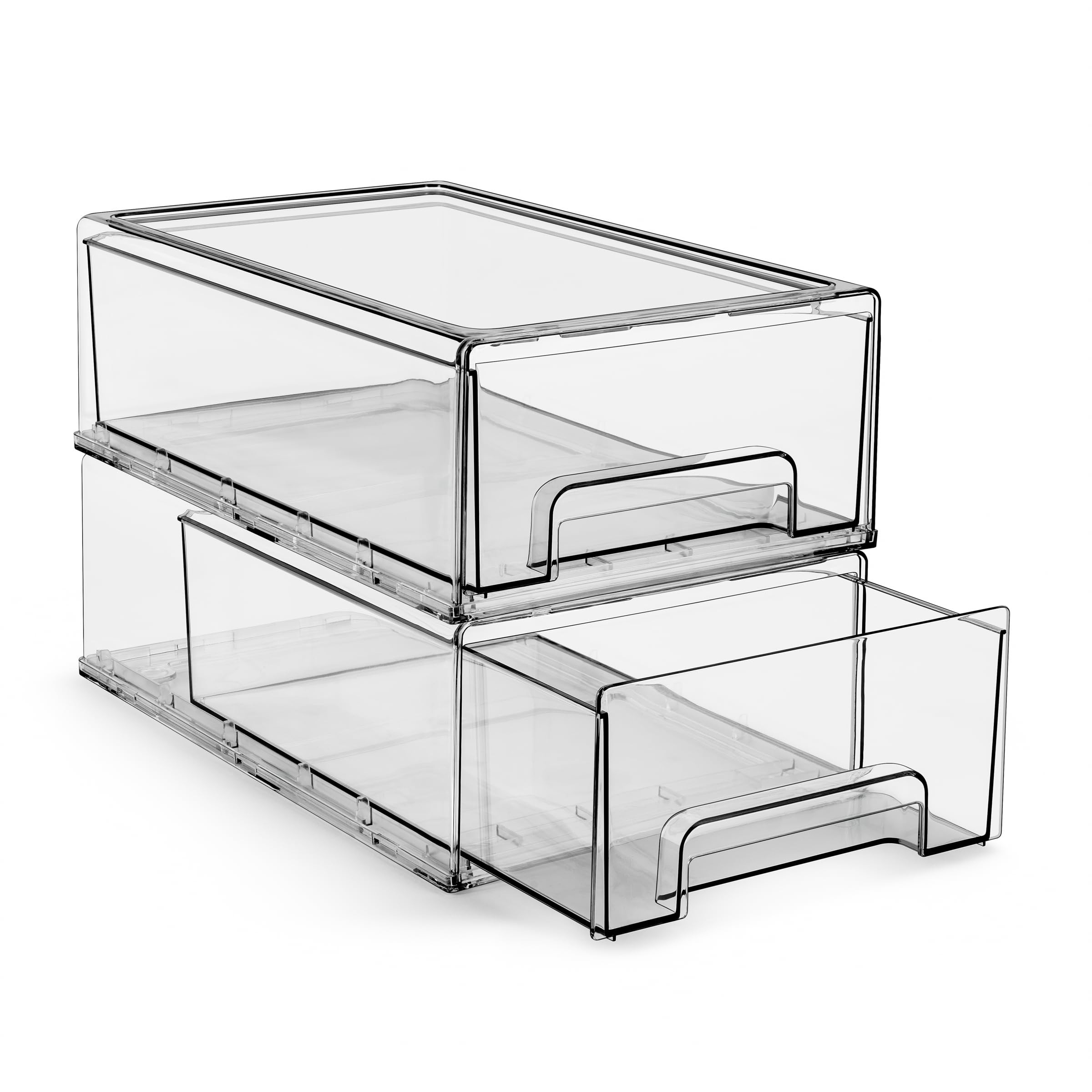Sorbus Medium Clear Storage Drawers (2 Pack) – Stackable Organizer Drawers for Fridge, Pantry, ... | Amazon (US)