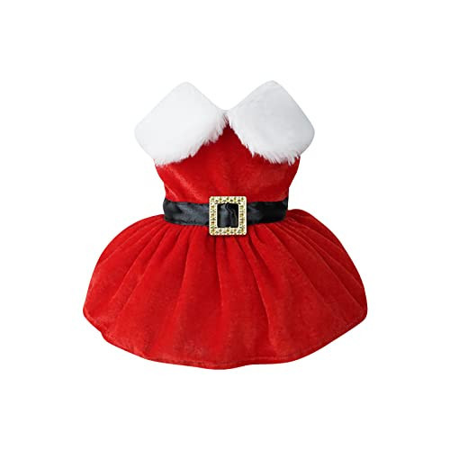 Christmas Dog Cat Dress, Santa Claus Dog Skirt Xmas Puppy Costume Christmas Outfit Dog Girls Winter Clothes Small Pet Red Skirt Suit for Kittens Cats Puppy(A,Small) | Amazon (US)