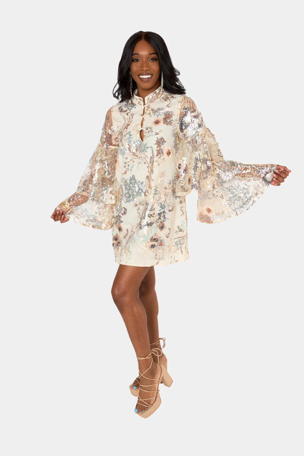 Gayle Long Sleeve Mini Dress - Smitten - XL White | BuddyLove