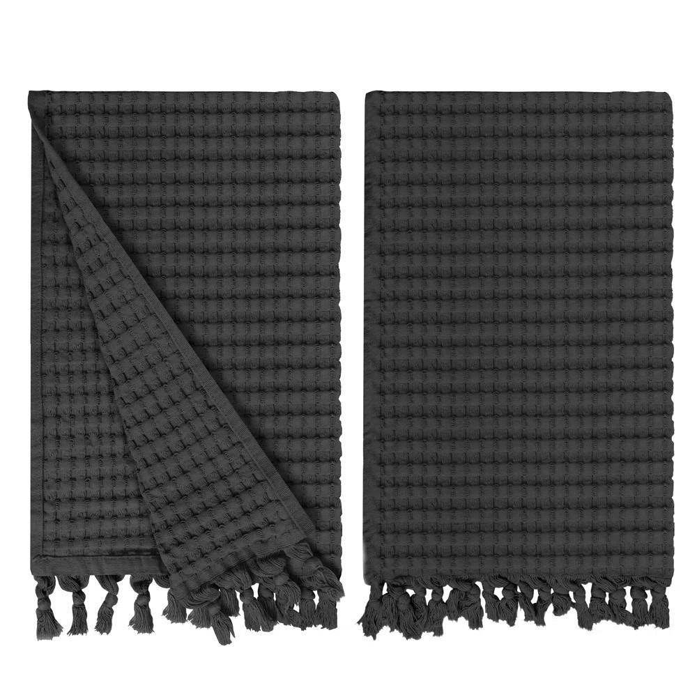 Waffle Tassel Hand Towel Set of 2 – 100% Natural Cotton Quick-Drying, Super Absorbent, Modern S... | Wayfair North America