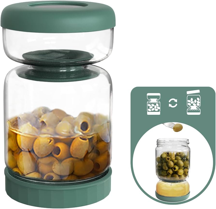 Luvan Glass Pickle Jar, 34oz Pickle Container with Strainer, LeakProof Pickle and Olive Hourglass... | Amazon (US)