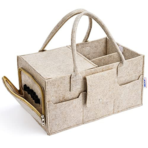 Maliton Nappy Caddy, Baby Essentials for Newborn Diaper Caddy with Lid, Sturdy Portable Washable Baby Caddy with Detachable Compartments. Baby Shower Gifts for Mum, Nappy Organiser, Brown | Amazon (UK)