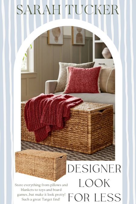 Affordable woven storage bench from Target. Store everything from pillows and blankets to toys and board games. So cute and classic at an excellent price! 

Home decor, furniture, target find, classic style, toy storage, organization, fall home #targetfind #lookforless #storage #organization #homedecor 

#LTKhome #LTKfamily #LTKstyletip