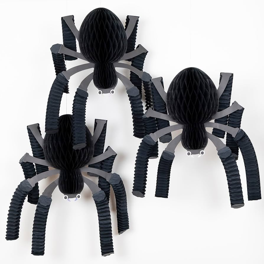 Meri Meri Halloween Hanging Honeycomb Spiders (Pack of 3), Hidden Magnet for Easy Hanging Hallowe... | Amazon (US)