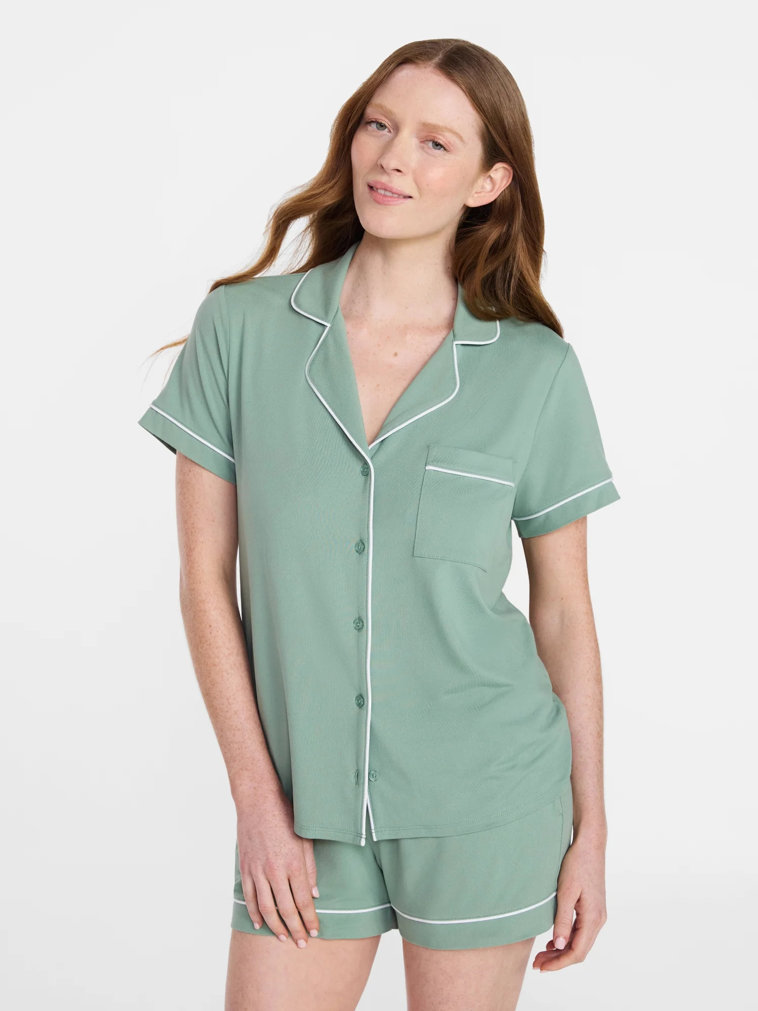 Joyspun Women's Dreamy Soft Collection Notch Collar Top and Shorts Pajama Set, 2-Piece, Sizes XS-... | Walmart (US)