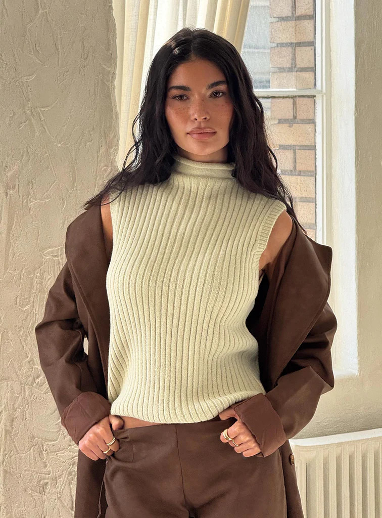 Mayleen Sleeveless High Neck Top Sage | Princess Polly US