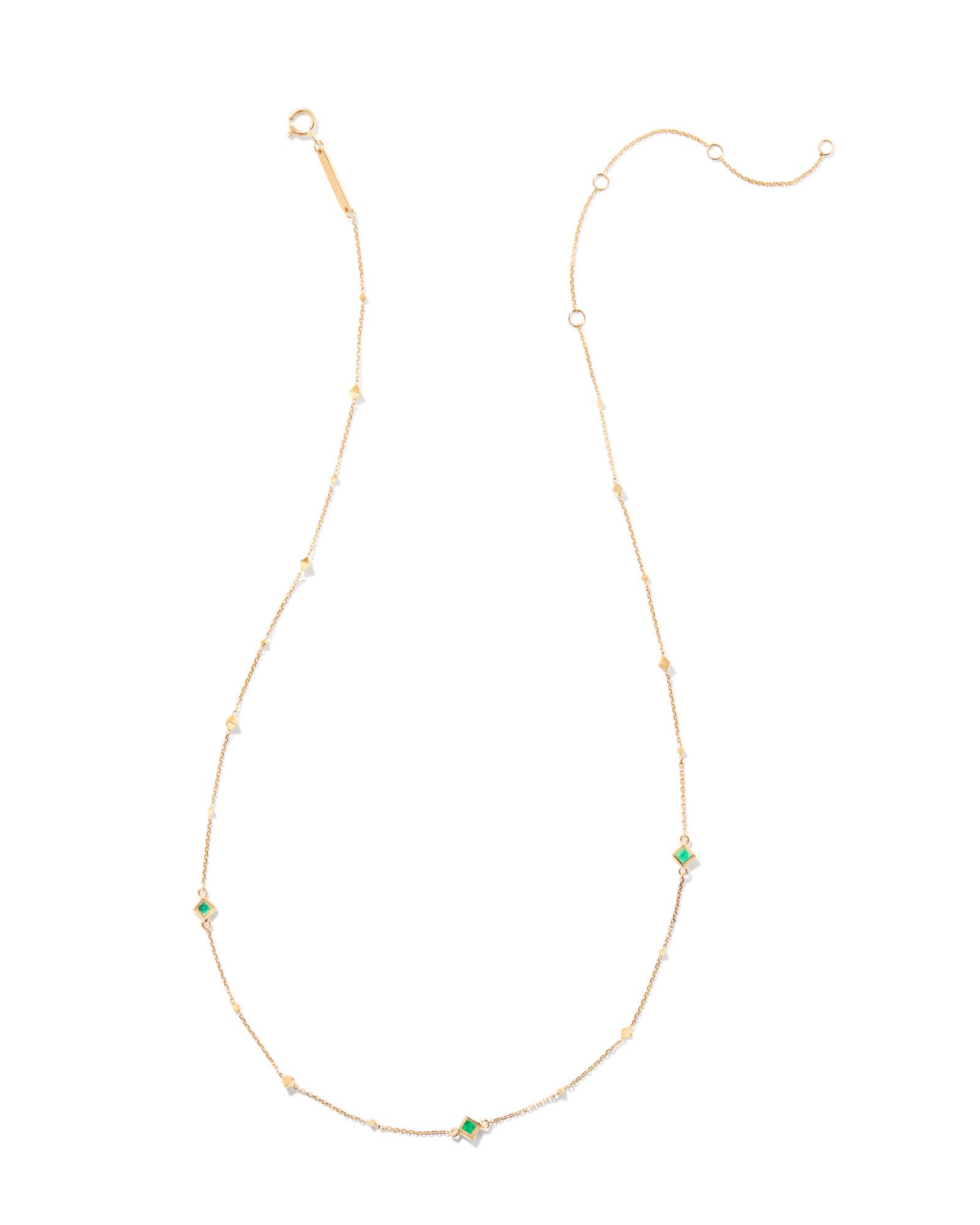 Michelle 14k Yellow Gold Strand Necklace in Emerald | Kendra Scott