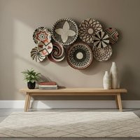 Boho Wicker Basket Wall Decor Set Of 10, Natural Straw | Etsy (US)