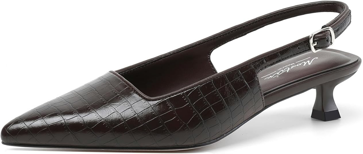 Mostrin Kitten Heels for Women Pointed Closed Toe Heels Low Pumps Shoes for Party Work Office | Amazon (US)