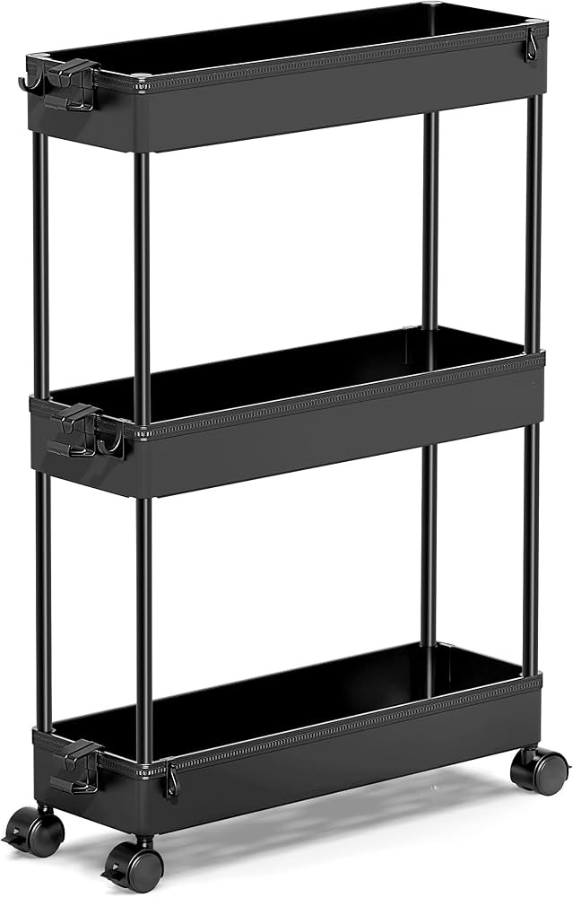 SPACEKEEPER Slim Rolling Storage Cart, Laundry Room Organization, 3 Tier Mobile Utility Shelving ... | Amazon (US)