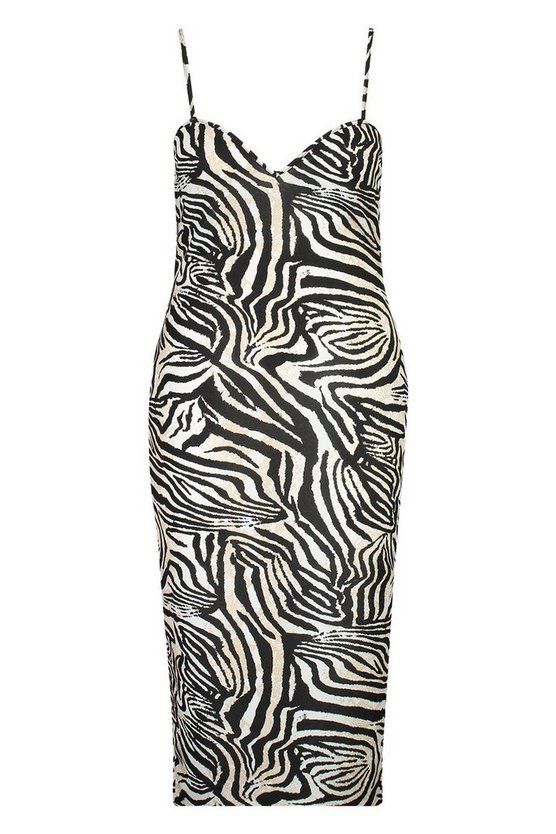 Plus Zebra Plunge Midaxi Dress | Boohoo.com (US & CA)