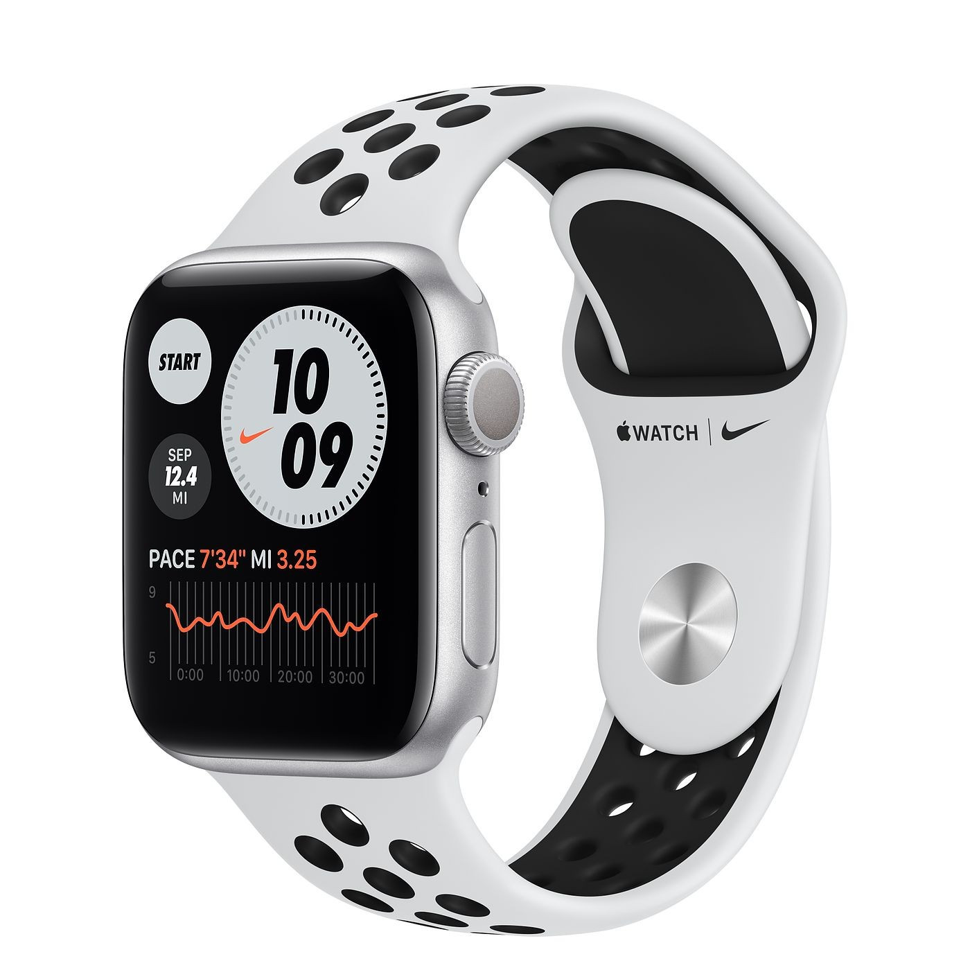 Apple Watch Nike Series 6 GPS, 44mm Silver Aluminum Case with Pure Platinum/Black Nike Sport Ban... | Apple (US)