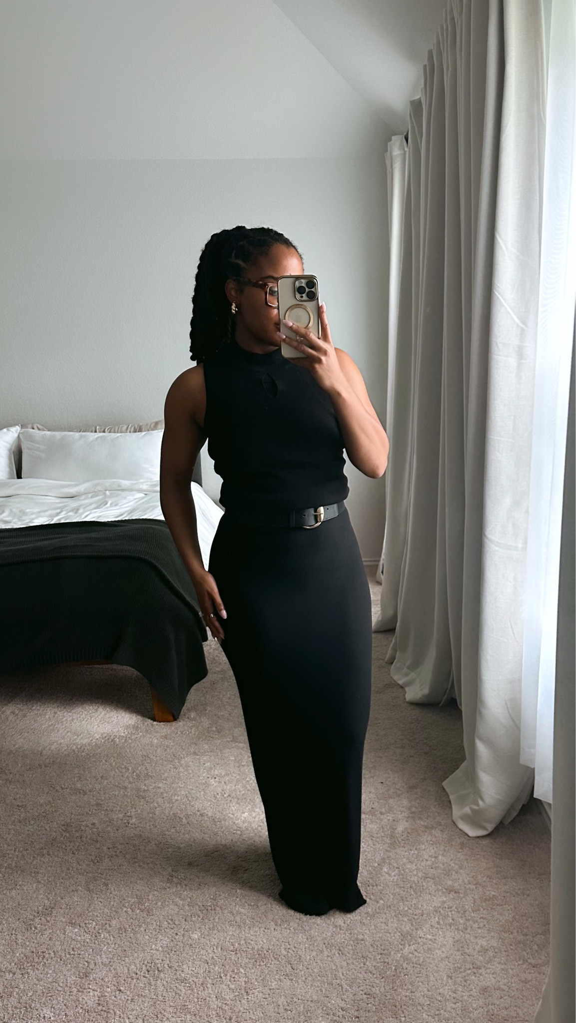 Sometimes I like to dress up my loungewear when I’m working from home. This Skims dress is flattering and comfortable. I put a mock neck top over it and added a belt to give it a different vibe.

#LTKStyleTip #LTKSeasonal #LTKFindsUnder100