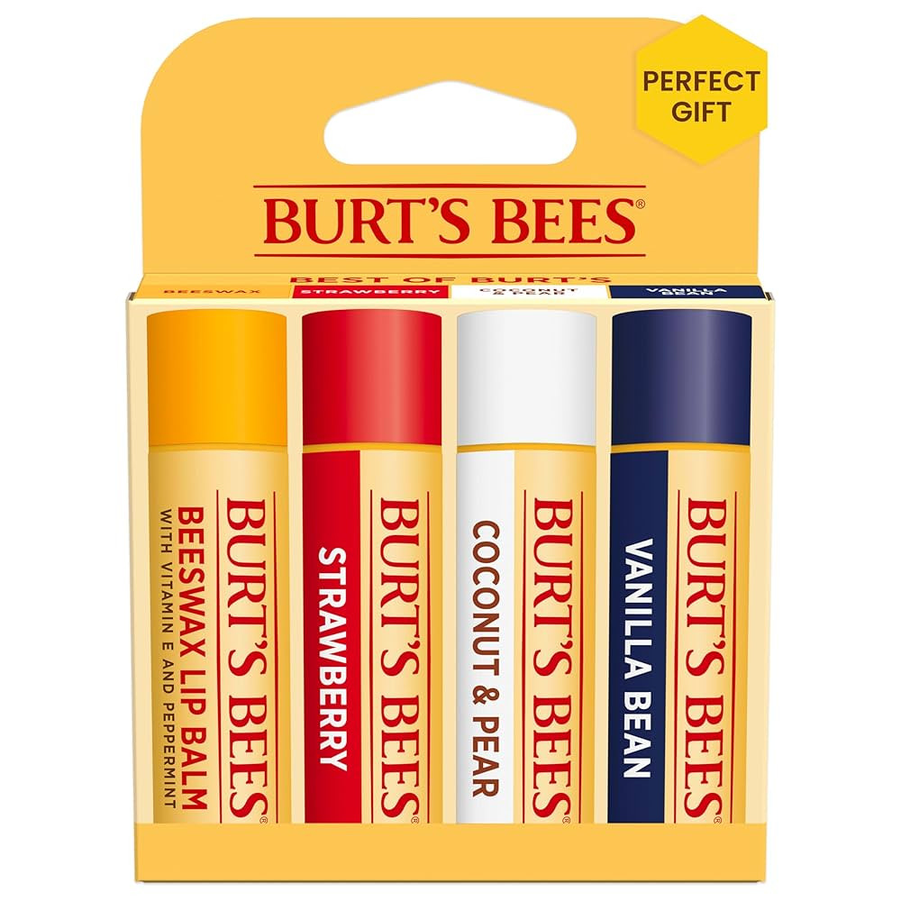 Burt's Bees Lip Balm, Beeswax, Strawberry, Coconut and Pear, and Vanilla Bean Pack, With Responsi... | Amazon (US)