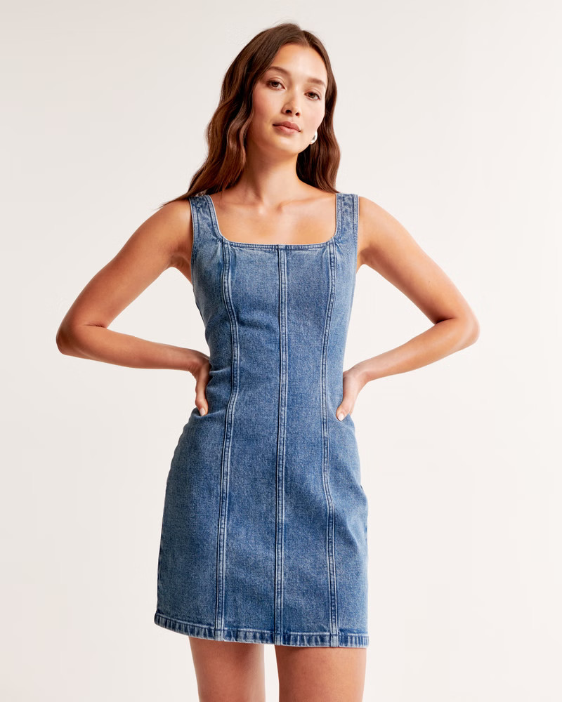 Women's Wide Strap Denim Mini Dress | Women's Dresses & Jumpsuits | Abercrombie.com | Abercrombie & Fitch (US)